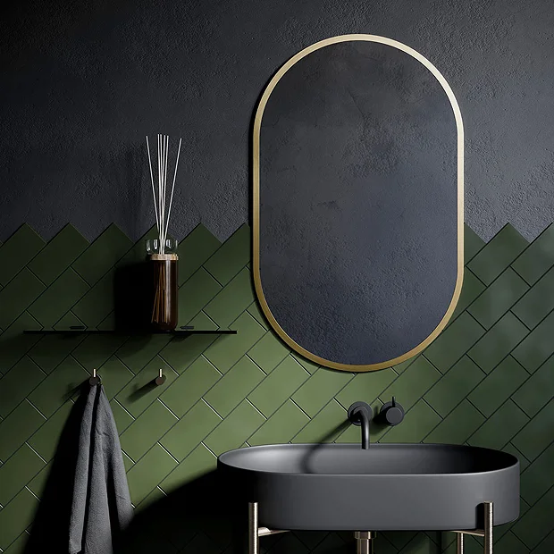 Arezzo Brushed Brass 500 X 800mm Capsule Mirror - Image 3