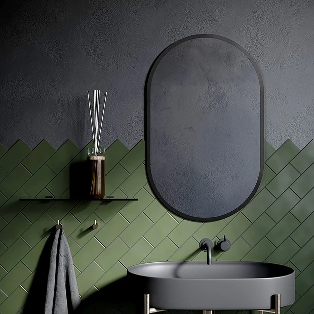 Arezzo Matt Black 500 X 800mm Capsule Mirror - Image 3