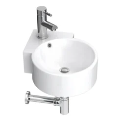 Othello Round Wall Hung Corner Basin 1TH - 310 X 440mm