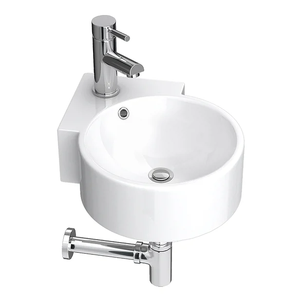 Othello Round Wall Hung Corner Basin 1TH - 310 X 440mm