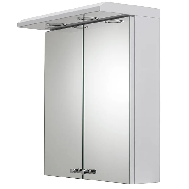 Croydex Shire 2 Door Mirror Cabinet With Light & Shaver Socket - White - Image 4