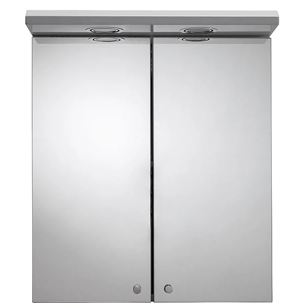 Croydex Shire 2 Door Mirror Cabinet With Light & Shaver Socket - White - Image 5