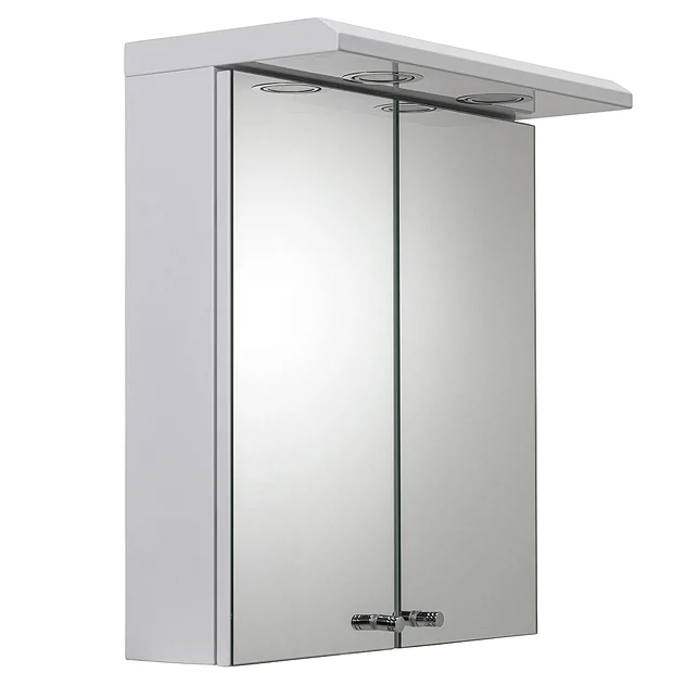 Croydex Shire 2 Door Mirror Cabinet With Light & Shaver Socket - White