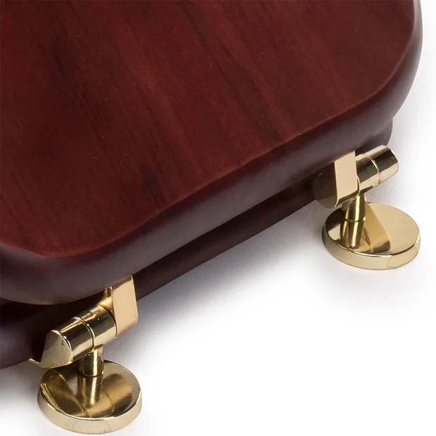 Croydex Mahogany Effect Solid Wood Toilet Seat With Brass Effect Fixings - Image 3
