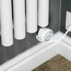 Terma Rolo Room E H1800 X W370mm White Electric Only Towel Rail With MOA Blue Element