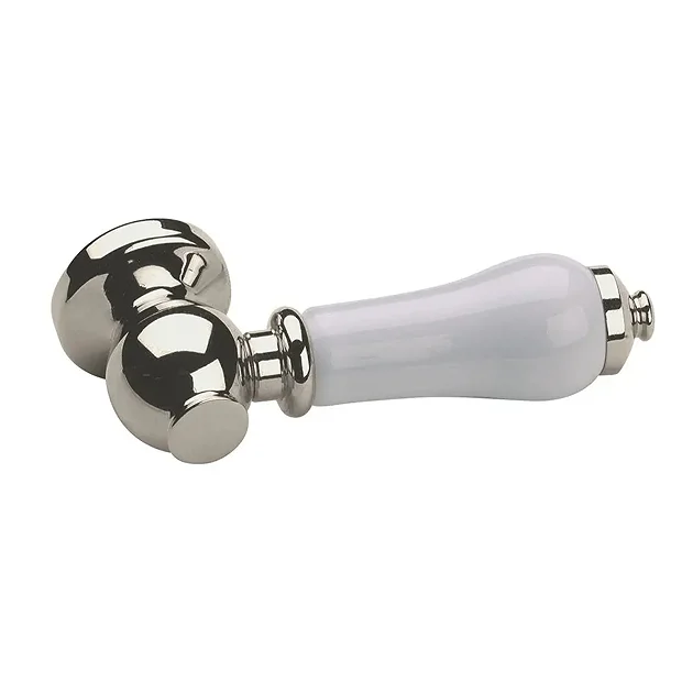 Imperial Polished Nickel Cistern Lever Handle With White Ceramic Handle